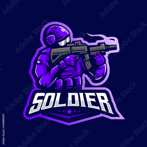 Soldier Shoot Gaming Mascot Logo Design Illustration Vector for Team Squad