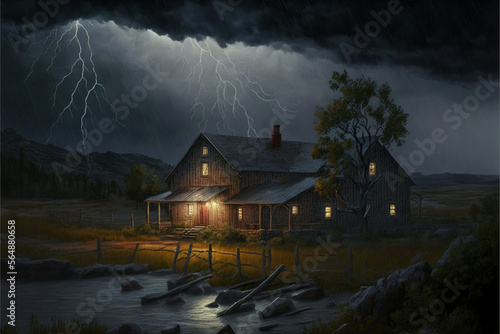house in the forest fight the storm