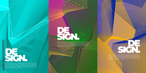 Modern elegant cover design set. Vibrant fashionable background with abstract digital pattern in black, gold, blue color. Elite premium vector template for menu, brochure, flyer layout