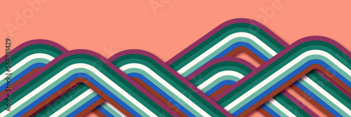 Abstract colorful 70s background vector. Vintage retro style wallpaper with lines, rainbow stripes, geometric shapes. 1970 color illustration design suitable for poster, banner, decorative, wall art.