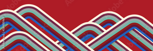 Abstract colorful 70s background vector. Vintage retro style wallpaper with lines, rainbow stripes, geometric shapes. 1970 color illustration design suitable for poster, banner, decorative, wall art.