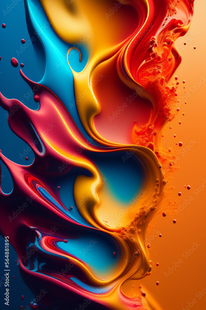 Abstract water splatter and ink, paint digital art for flyers, brochures, magazine