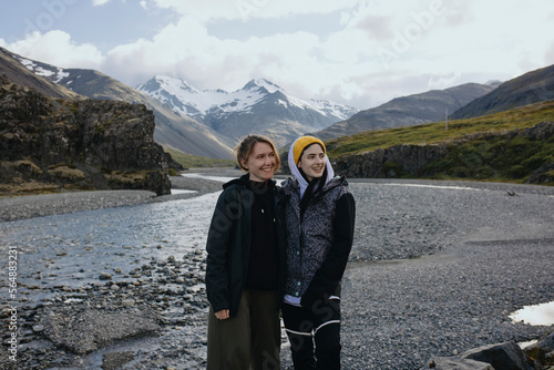 Two smiling female Traveler Woman In Iceland photo