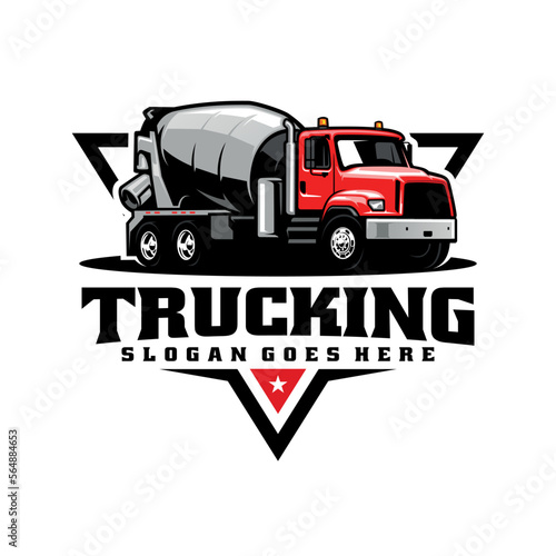 concrete mixer truck  construction vehicle illustration logo vector
