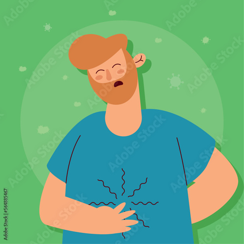 man sick with stomachache