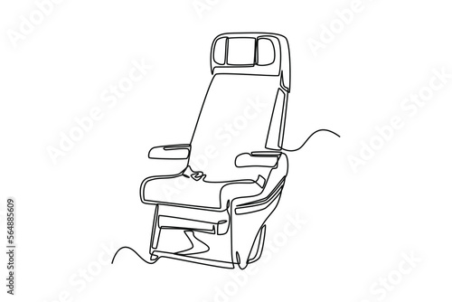 Single one line drawing Airplane seat. Air transportation Concept. Continuous line draw design graphic vector illustration.