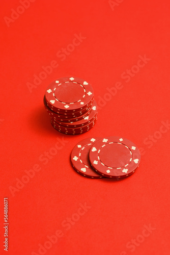 red poker chips stacked