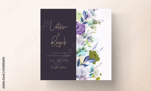beautiful hand drawn roses floral wedding invitation card set