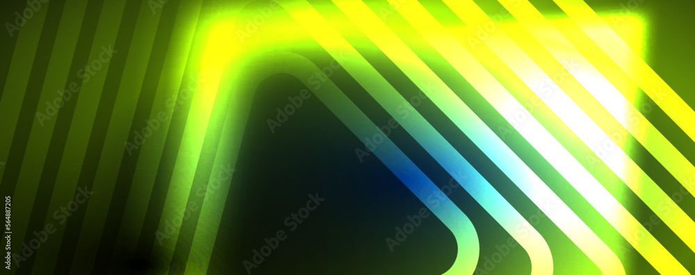 Neon glowing lines and angles, magic energy space light concept. Vector ...