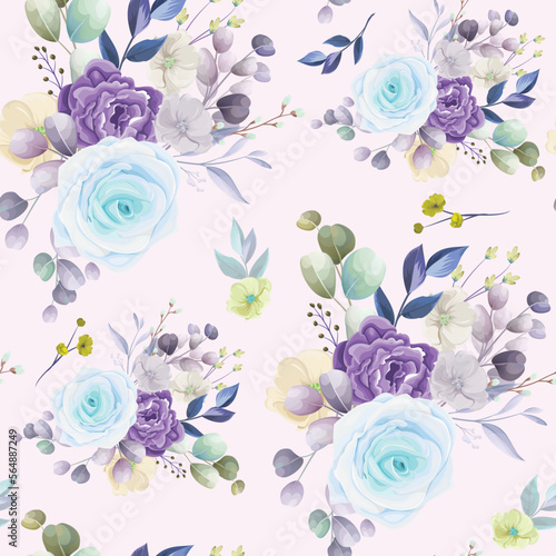 Fototapeta Naklejka Na Ścianę i Meble -  beautiful hand drawn roses floral seamless pattern