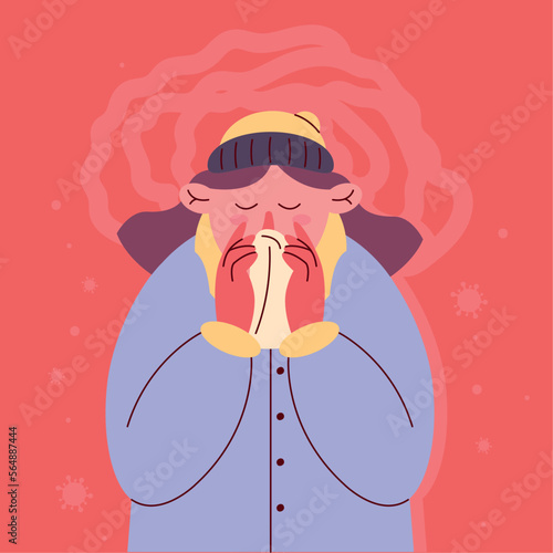 woman sick with flu