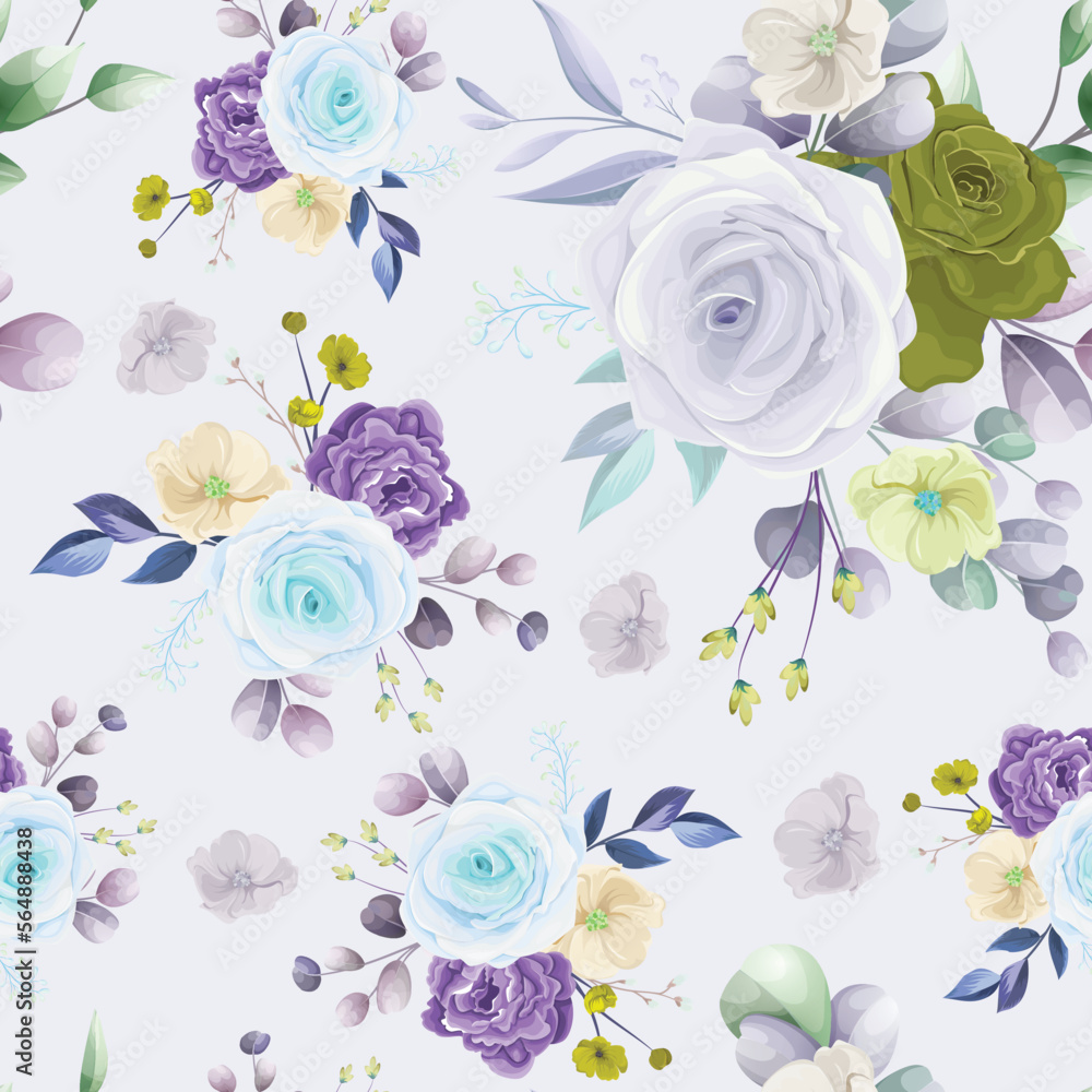 Fototapeta premium beautiful hand drawn roses floral seamless pattern