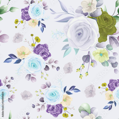 beautiful hand drawn roses floral seamless pattern