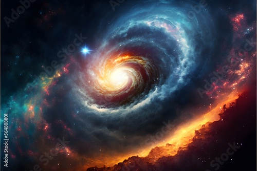 Spiral galaxy - highly detailed space galaxy desktop background - Ai Generative illustration