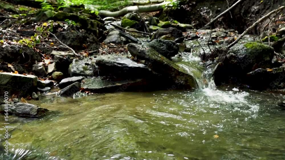 Small waterfall of a creek in the forest Small waterfall of a creek in the forest