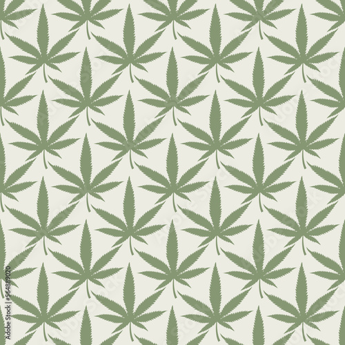 Cannabis seamless pattern. Marijuana leaves hemp background. Vector