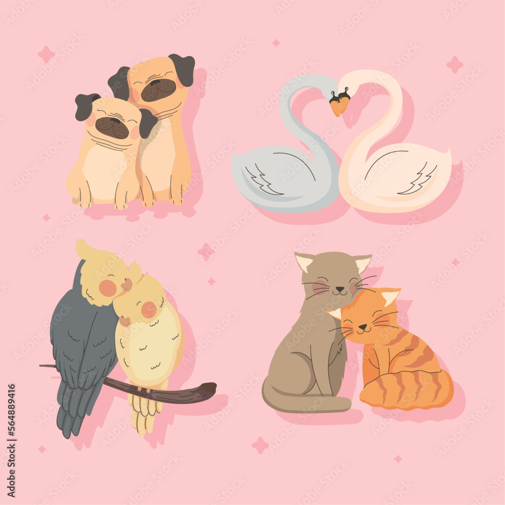 Fototapeta premium four animals couples