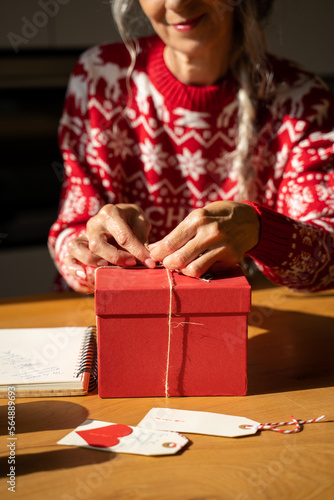 Wrapping Christmas present photo