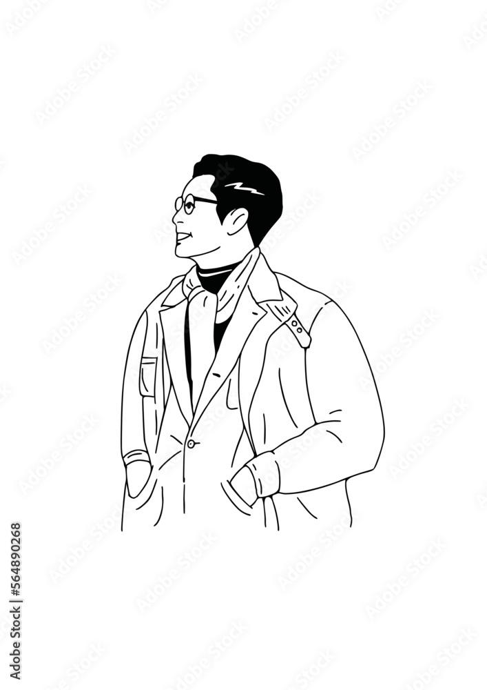man wearing glasses wearing a suit
hand drawn art illustration man wearing glasses wearing a suit
hand drawn art illustration