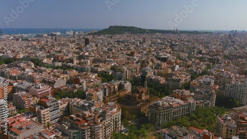 Barcelona Aerial View over City to Bay photo