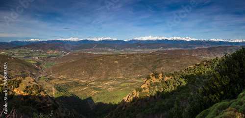 Panoramic view of the Pyrenees of Aragon mountain range in Spain