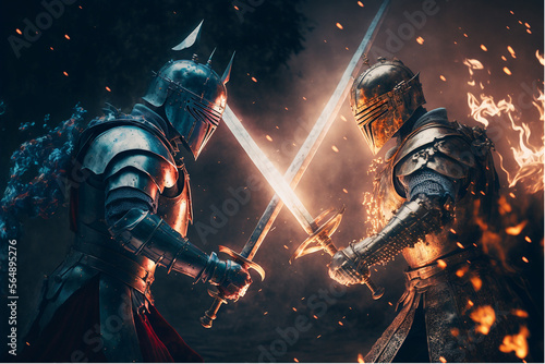 Two Knights Dualing Generative AI photo