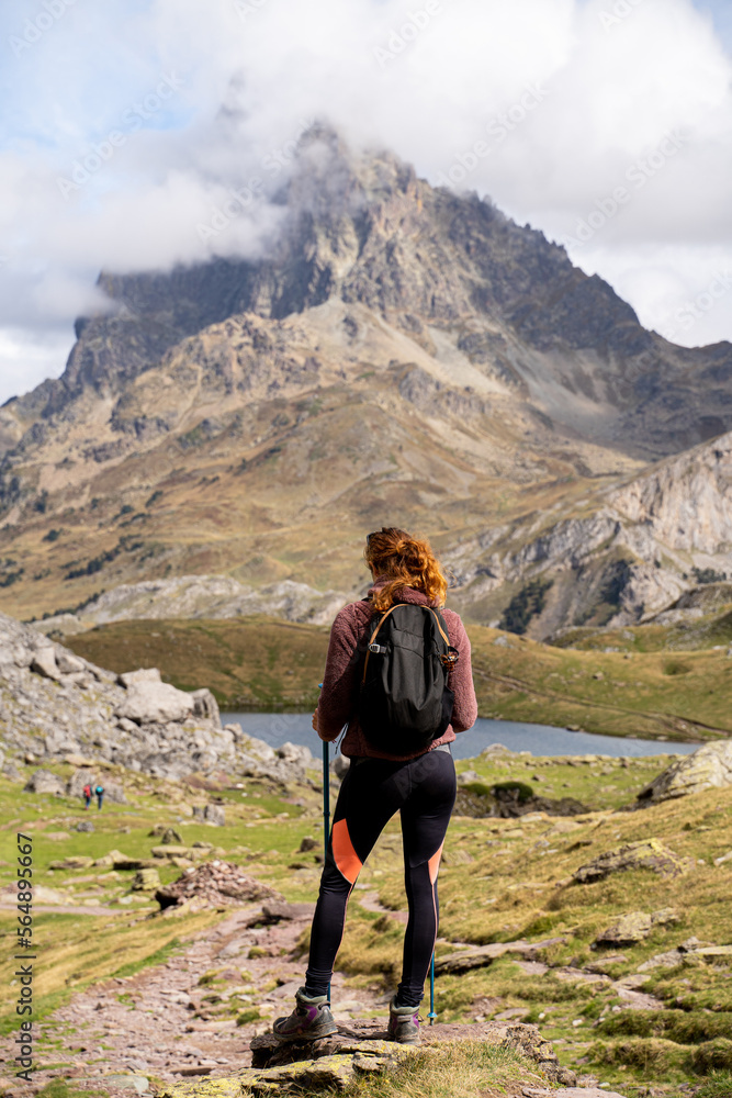 Hiker woman in the mountain Hiker woman in the mountain