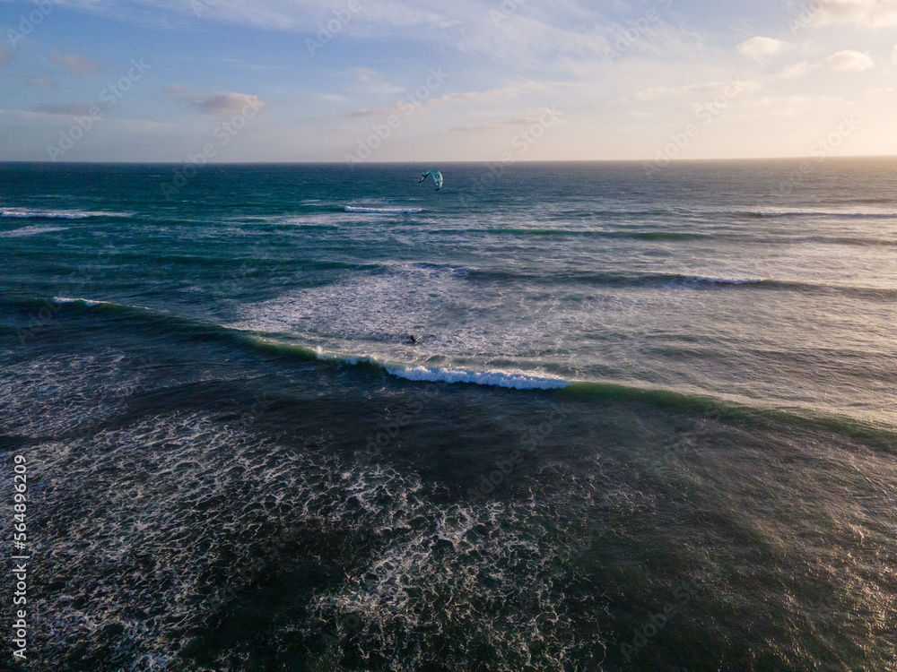 Kitesurfing in the ocean in 
Western Australia 