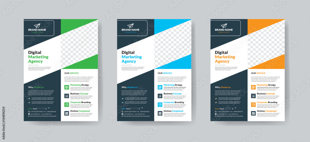 Naklejka premium flyer. creative corporate trendy unique business marketing agency flyer magazine leaflet design with abstract geometric shape advertising template print poster