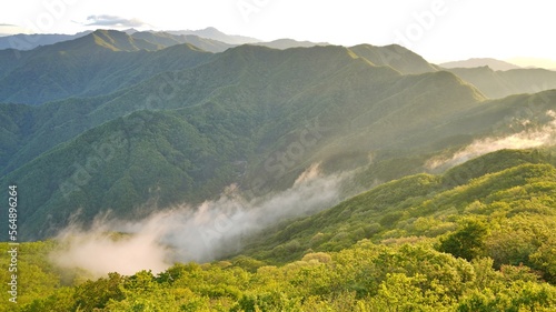 View of the surrounding mountains from the Hadong gliding field in South Korea