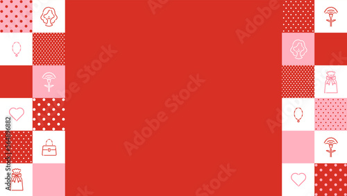 母の日向け　アイコン×格子模様のフレーム（横向き16:9）