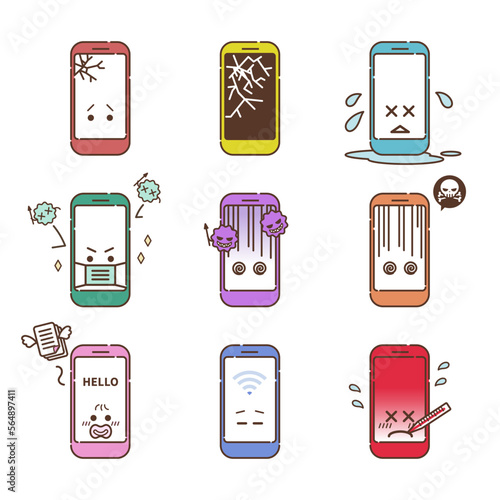 スマホ　アイコン　トラブル　イラスト