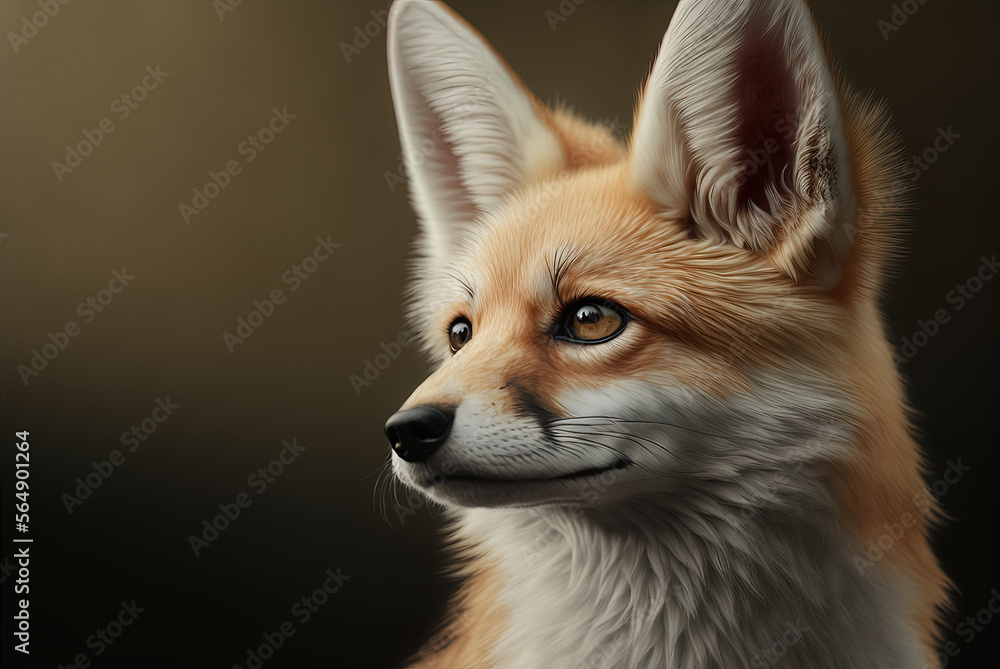 Fototapeta premium Cute furry fox head. AI generated