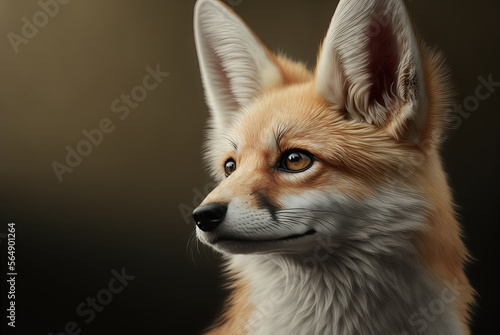 Cute furry fox head. AI generated