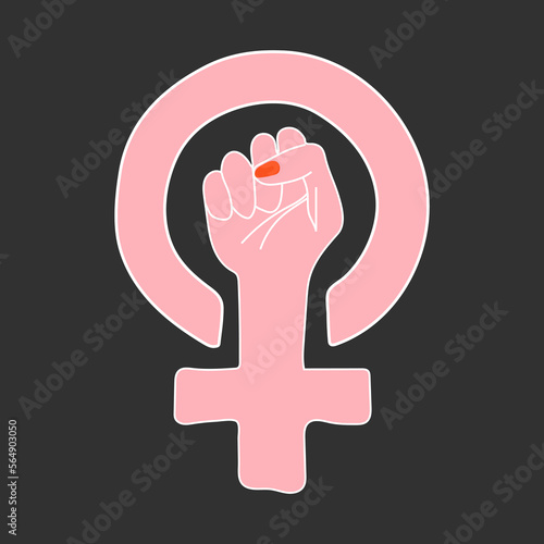 Vector  of Feminism symbol. Girl power female gender. Hand drawn sketch.
