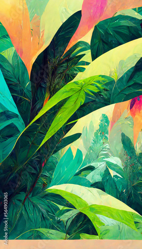 Colorful jungle background with copy space highly detailed rea illustration Generative AI Content by Midjourney