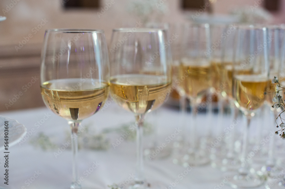 Restaurant. The wine in glasses. Restaurant. The wine in glasses.