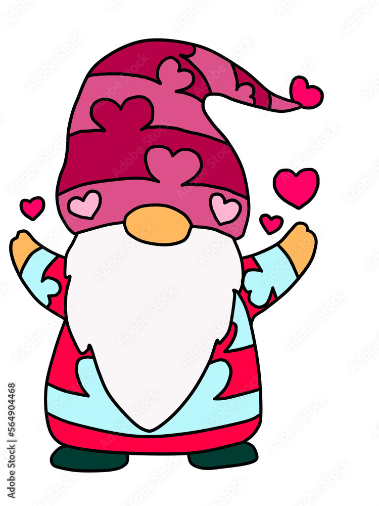 valentine's day gnome illustration-5 valentine's day gnome illustration-5
