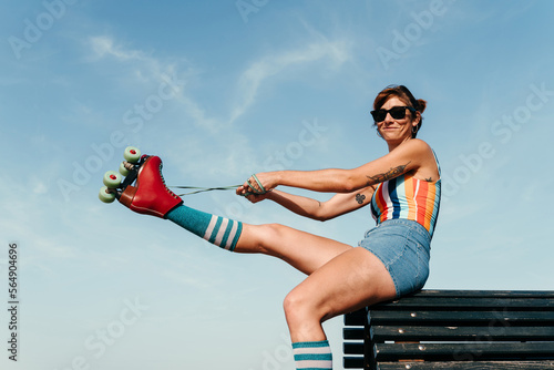 Roller skater woman photo