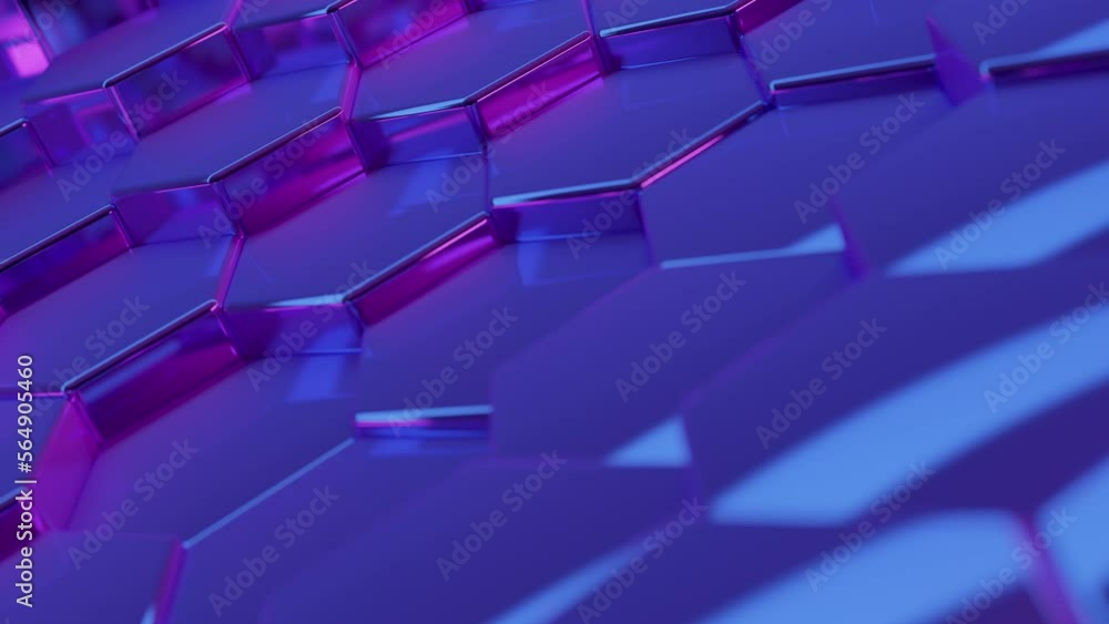 Futuristic Hexagons. 3d render. Abstract pink blue Hexagonal pattern. Random motion. Seamless loop Futuristic Hexagons. 3d render. Abstract pink blue Hexagonal pattern. Random motion. Seamless loop