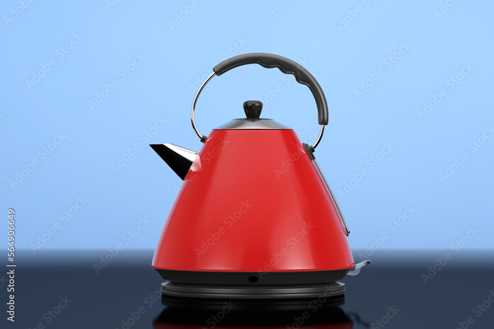 Modern Red Electric Kitchen Kettle. 3d Rendering