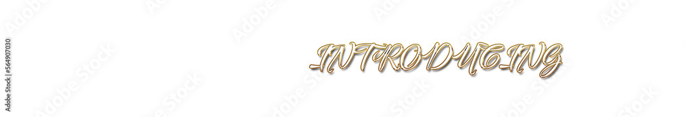 Introducing word gold typography banner with transparent background