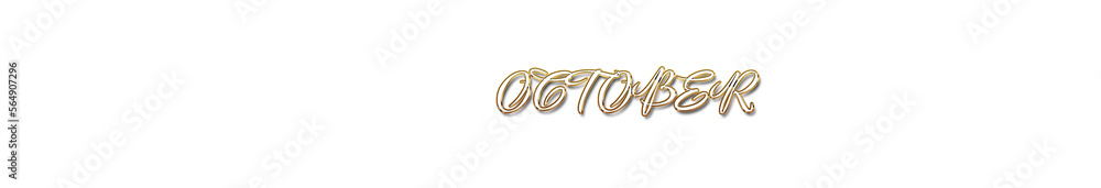 October word gold typography banner with transparent background
