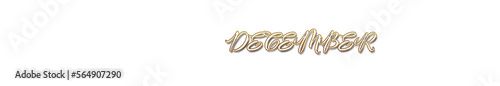 December word gold typography banner with transparent background