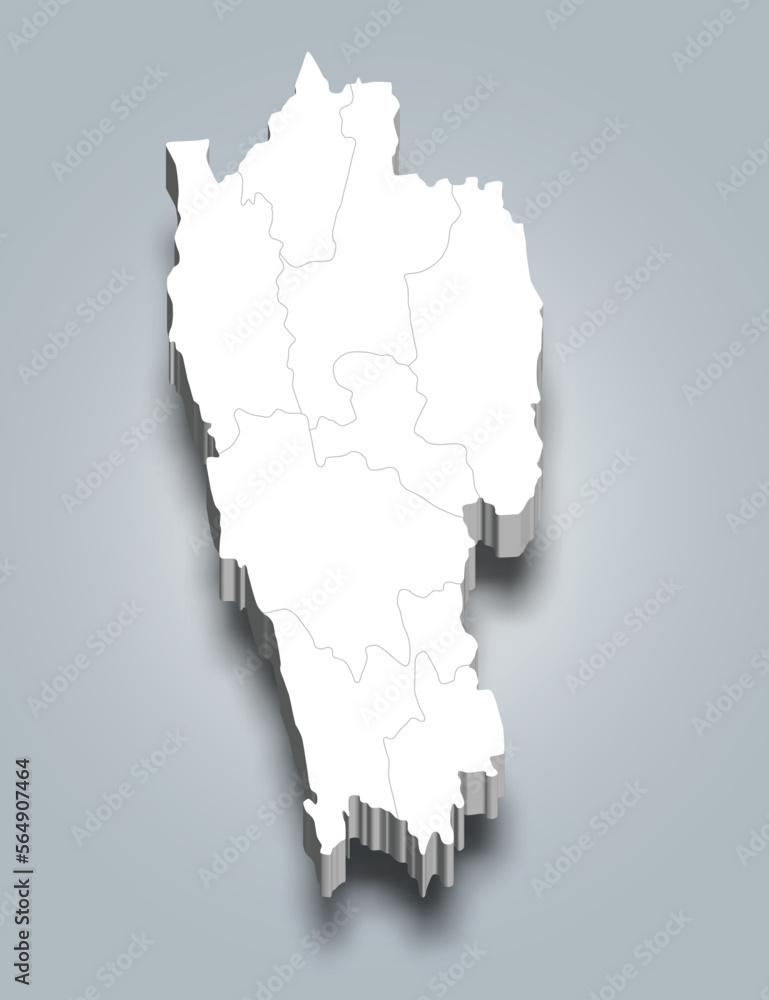 Mizoram 3d district map is a state of India