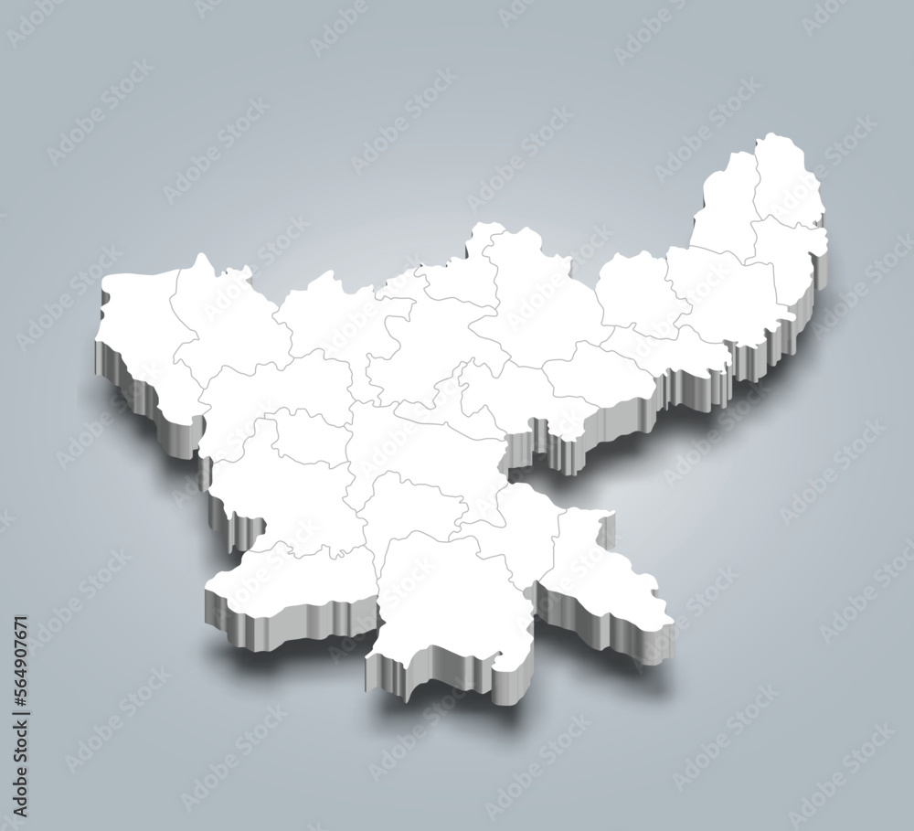 Jharkhand 3d district map is a state of India