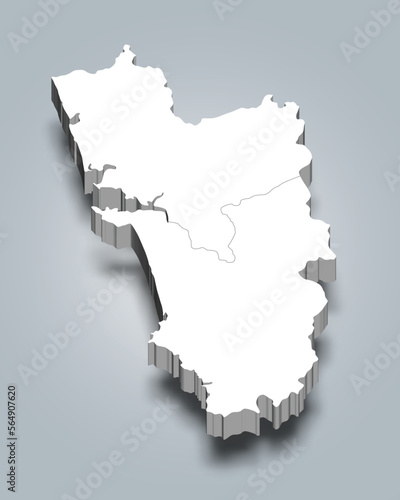 Goa 3d district map is a state of India