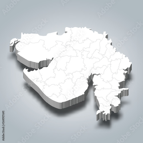Gujarat 3d district map is a state of India