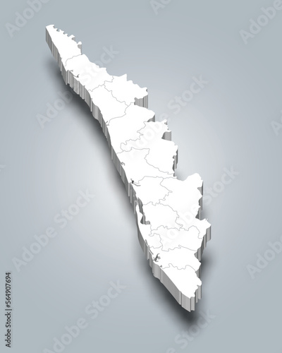 Kerala 3d district map is a state of India