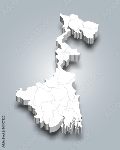West Bengal 3d district map is a state of India